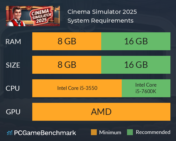 Cinema Simulator 2025 System Requirements PC Graph - Can I Run Cinema Simulator 2025 Cinema Simulator 2025 System Requirements PC Graph - Can I Run Cinema Simulator 2025