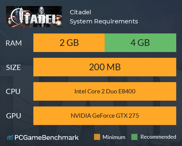 Citadel System Requirements PC Graph - Can I Run Citadel Citadel System Requirements PC Graph - Can I Run Citadel