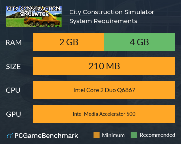 City Construction Simulator System Requirements PC Graph - Can I Run City Construction Simulator City Construction Simulator System Requirements PC Graph - Can I Run City Construction Simulator