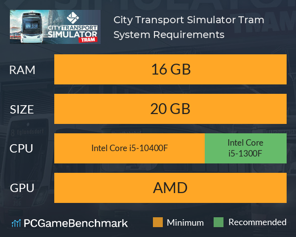 City Transport Simulator: Tram System Requirements PC Graph - Can I Run City Transport Simulator: Tram