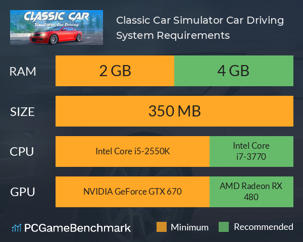 Classic Car Simulator: Car Driving System Requirements PC Graph - Can I Run Classic Car Simulator: Car Driving Classic Car Simulator: Car Driving System Requirements PC Graph - Can I Run Classic Car Simulator: Car Driving