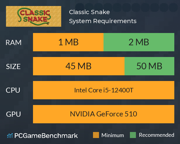 Classic Snake System Requirements PC Graph - Can I Run Classic Snake