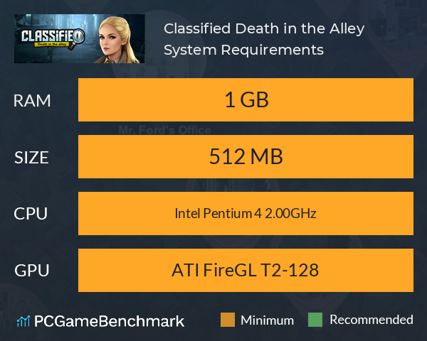Classified: Death in the Alley System Requirements PC Graph - Can I Run Classified: Death in the Alley Classified: Death in the Alley System Requirements PC Graph - Can I Run Classified: Death in the Alley