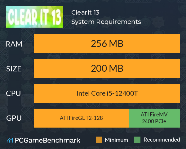 ClearIt 13 System Requirements PC Graph - Can I Run ClearIt 13 ClearIt 13 System Requirements PC Graph - Can I Run ClearIt 13