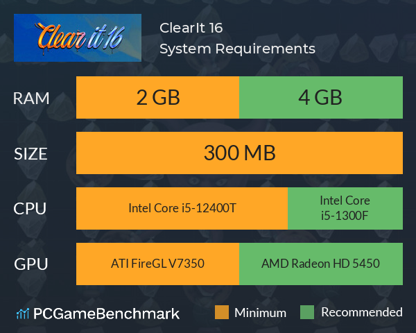 ClearIt 16 System Requirements PC Graph - Can I Run ClearIt 16 ClearIt 16 System Requirements PC Graph - Can I Run ClearIt 16