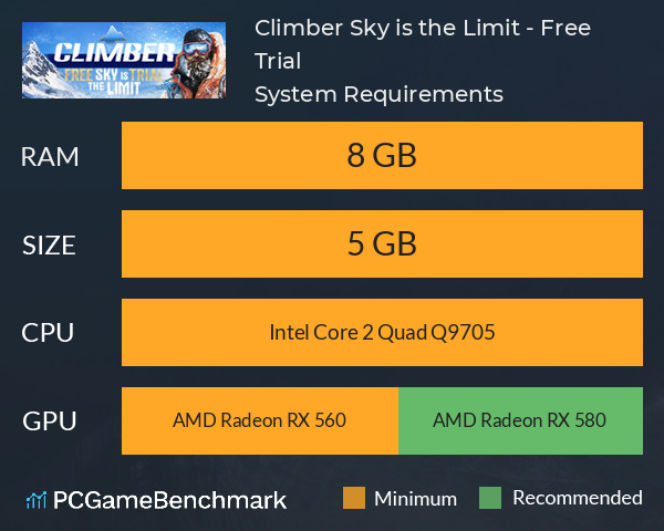 Climber: Sky is the Limit - Free Trial System Requirements PC Graph - Can I Run Climber: Sky is the Limit - Free Trial