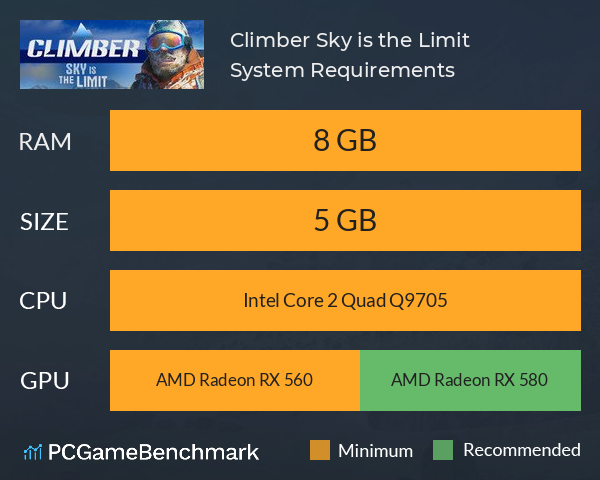Climber: Sky is the Limit System Requirements PC Graph - Can I Run Climber: Sky is the Limit