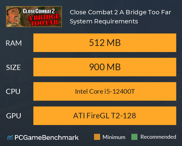 Close Combat 2: A Bridge Too Far System Requirements PC Graph - Can I Run Close Combat 2: A Bridge Too Far Close Combat 2: A Bridge Too Far System Requirements PC Graph - Can I Run Close Combat 2: A Bridge Too Far