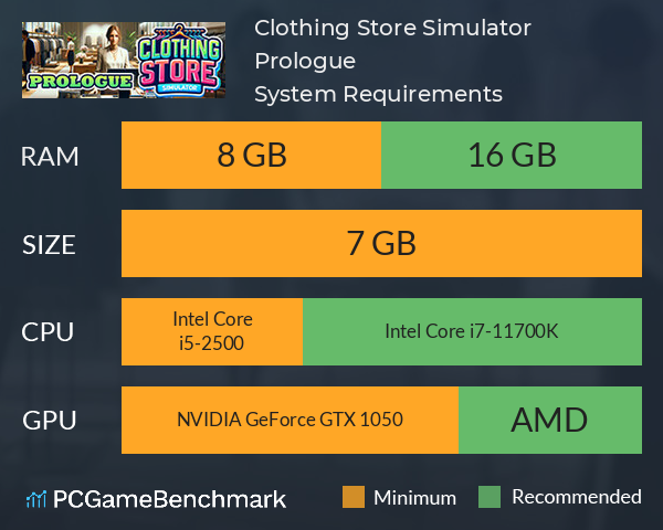 Clothing Store Simulator: Prologue System Requirements PC Graph - Can I Run Clothing Store Simulator: Prologue Clothing Store Simulator: Prologue System Requirements PC Graph - Can I Run Clothing Store Simulator: Prologue