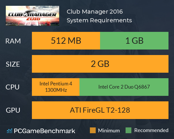 Club Manager 2016 System Requirements PC Graph - Can I Run Club Manager 2016