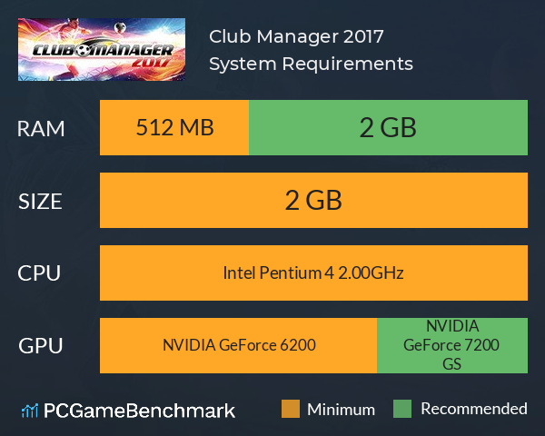 Club Manager 2017 System Requirements PC Graph - Can I Run Club Manager 2017