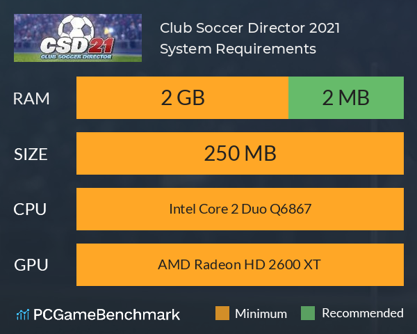Club Soccer Director 2021 System Requirements PC Graph - Can I Run Club Soccer Director 2021
