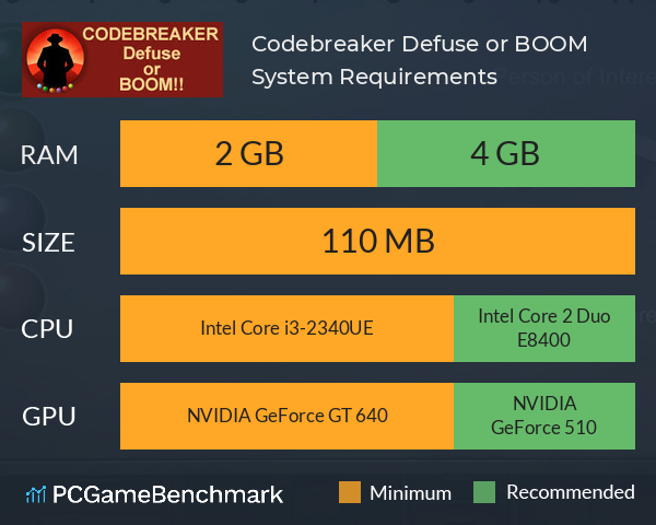 Codebreaker: Defuse or BOOM!! System Requirements PC Graph - Can I Run Codebreaker: Defuse or BOOM!!