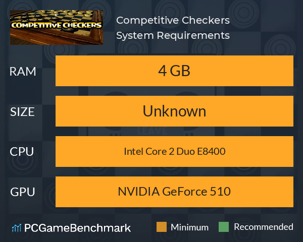 Competitive Checkers System Requirements PC Graph - Can I Run Competitive Checkers Competitive Checkers System Requirements PC Graph - Can I Run Competitive Checkers