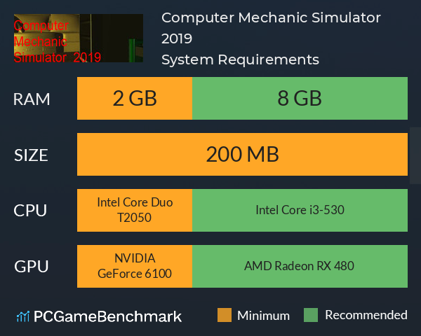 Computer Mechanic Simulator 2019 System Requirements PC Graph - Can I Run Computer Mechanic Simulator 2019 Computer Mechanic Simulator 2019 System Requirements PC Graph - Can I Run Computer Mechanic Simulator 2019