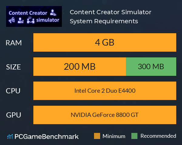 Content Creator Simulator System Requirements PC Graph - Can I Run Content Creator Simulator