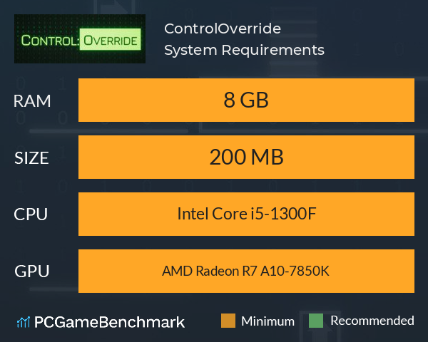 Control:Override System Requirements PC Graph - Can I Run Control:Override Control:Override System Requirements PC Graph - Can I Run Control:Override