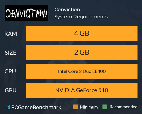 Conviction System Requirements PC Graph - Can I Run Conviction Conviction System Requirements PC Graph - Can I Run Conviction
