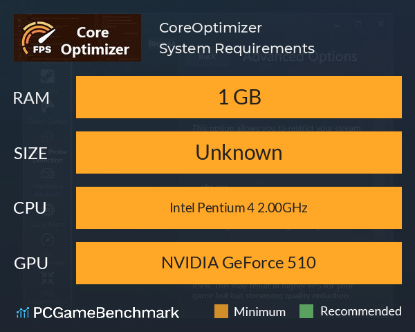 CoreOptimizer System Requirements PC Graph - Can I Run CoreOptimizer