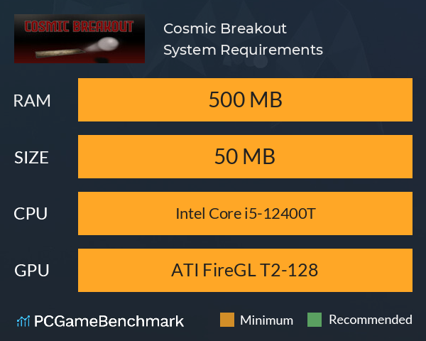 Cosmic Breakout System Requirements PC Graph - Can I Run Cosmic Breakout