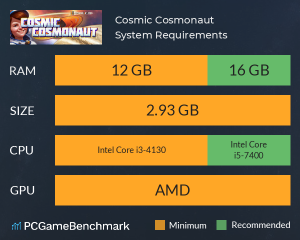 Cosmic Cosmonaut System Requirements PC Graph - Can I Run Cosmic Cosmonaut Cosmic Cosmonaut System Requirements PC Graph - Can I Run Cosmic Cosmonaut
