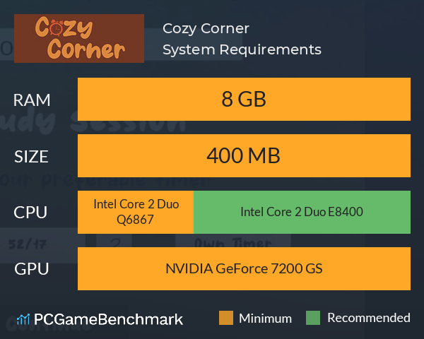 Cozy Corner System Requirements PC Graph - Can I Run Cozy Corner Cozy Corner System Requirements PC Graph - Can I Run Cozy Corner