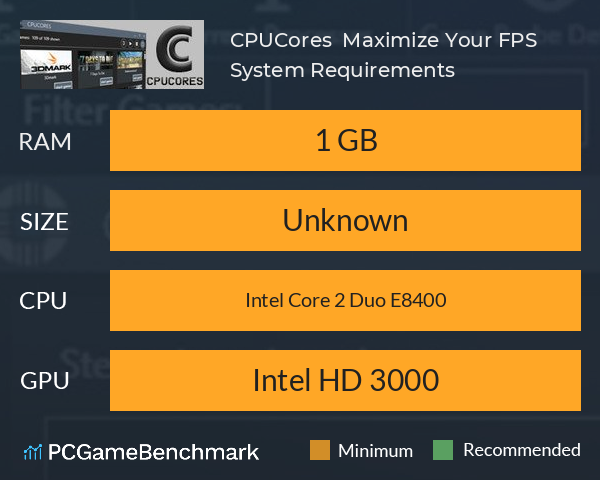 CPUCores :: Maximize Your FPS System Requirements PC Graph - Can I Run CPUCores :: Maximize Your FPS