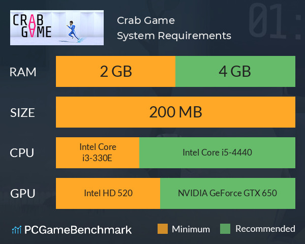 Crab Game System Requirements PC Graph - Can I Run Crab Game