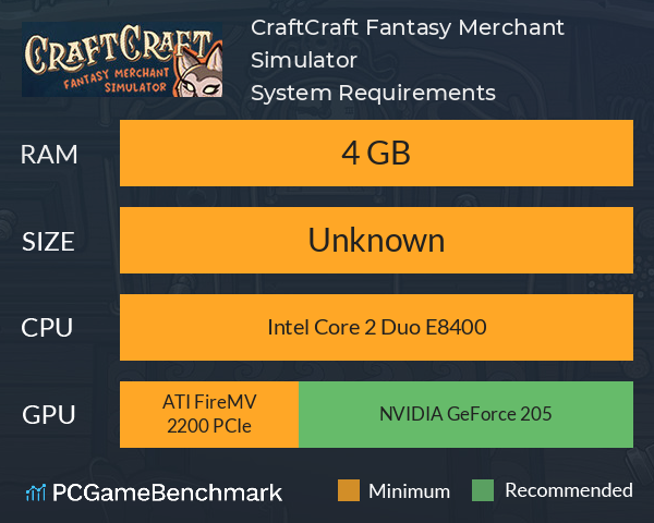 CraftCraft: Fantasy Merchant Simulator System Requirements PC Graph - Can I Run CraftCraft: Fantasy Merchant Simulator
