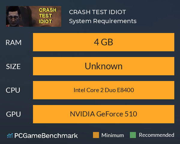 Selvforkælelse ude af drift akse CRASH TEST IDIOT System Requirements - Can I Run It? - PCGameBenchmark