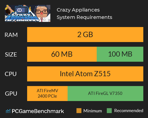 Crazy Appliances 疯狂电器 System Requirements PC Graph - Can I Run Crazy Appliances 疯狂电器 Crazy Appliances 疯狂电器 System Requirements PC Graph - Can I Run Crazy Appliances 疯狂电器