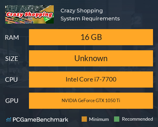 Crazy Shopping System Requirements PC Graph - Can I Run Crazy Shopping Crazy Shopping System Requirements PC Graph - Can I Run Crazy Shopping