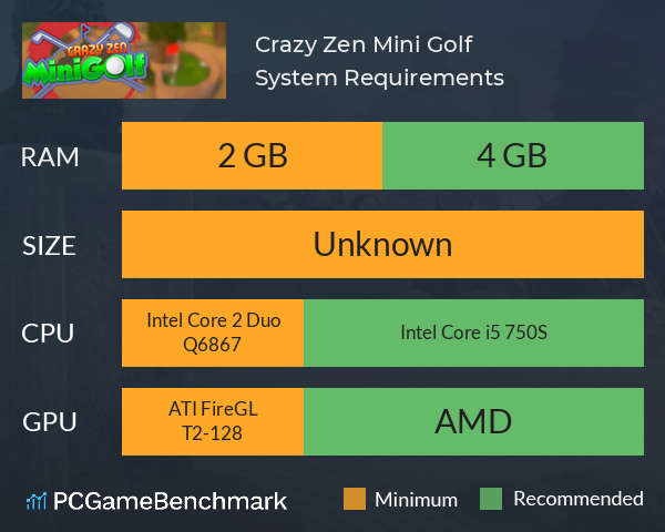 Crazy Zen Mini Golf System Requirements PC Graph - Can I Run Crazy Zen Mini Golf Crazy Zen Mini Golf System Requirements PC Graph - Can I Run Crazy Zen Mini Golf