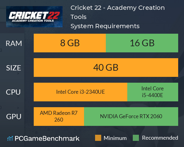 Cricket 22 - Academy Creation Tools System Requirements PC Graph - Can I Run Cricket 22 - Academy Creation Tools