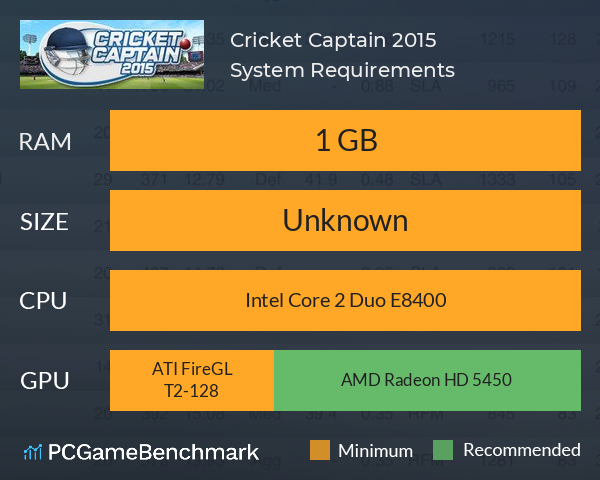 Cricket Captain 2015 System Requirements PC Graph - Can I Run Cricket Captain 2015