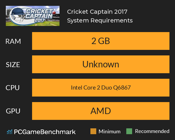 Cricket Captain 2017 System Requirements PC Graph - Can I Run Cricket Captain 2017 Cricket Captain 2017 System Requirements PC Graph - Can I Run Cricket Captain 2017