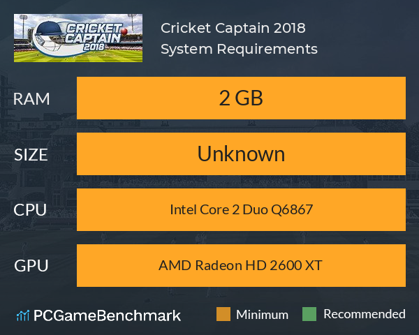Cricket Captain 2018 System Requirements PC Graph - Can I Run Cricket Captain 2018