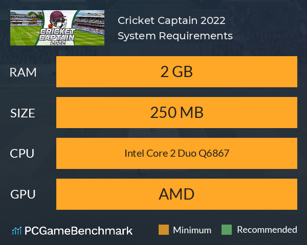 Cricket Captain 2022 System Requirements PC Graph - Can I Run Cricket Captain 2022