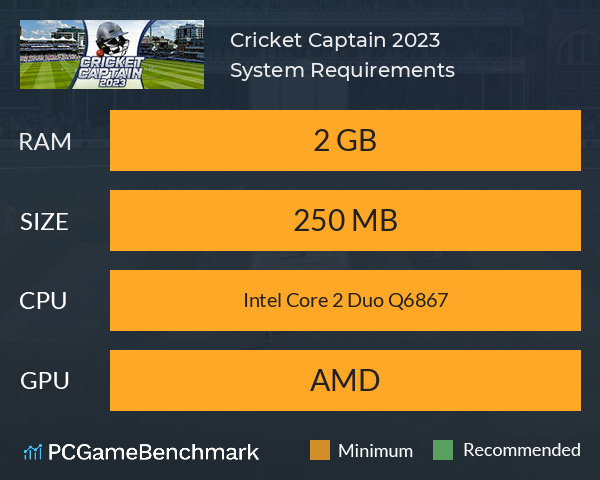 Cricket Captain 2023 System Requirements PC Graph - Can I Run Cricket Captain 2023