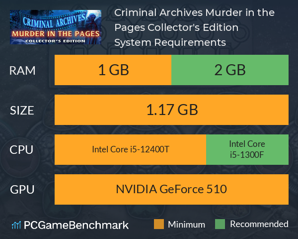 Criminal Archives: Murder in the Pages Collector's Edition System Requirements PC Graph - Can I Run Criminal Archives: Murder in the Pages Collector's Edition Criminal Archives: Murder in the Pages Collector's Edition System Requirements PC Graph - Can I Run Criminal Archives: Murder in the Pages Collector's Edition