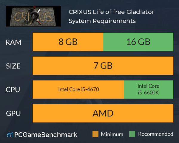 CRIXUS: Life of free Gladiator System Requirements PC Graph - Can I Run CRIXUS: Life of free Gladiator CRIXUS: Life of free Gladiator System Requirements PC Graph - Can I Run CRIXUS: Life of free Gladiator