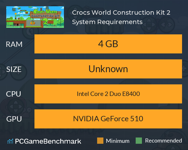 Crocs World Construction Kit 2 System Requirements PC Graph - Can I Run Crocs World Construction Kit 2 Crocs World Construction Kit 2 System Requirements PC Graph - Can I Run Crocs World Construction Kit 2