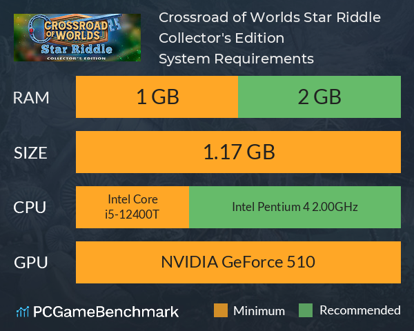 Crossroad of Worlds: Star Riddle Collector's Edition System Requirements PC Graph - Can I Run Crossroad of Worlds: Star Riddle Collector's Edition