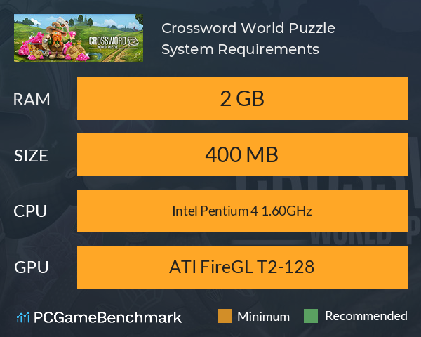Crossword World Puzzle System Requirements PC Graph - Can I Run Crossword World Puzzle Crossword World Puzzle System Requirements PC Graph - Can I Run Crossword World Puzzle