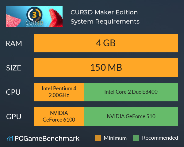CUR3D Maker Edition System Requirements PC Graph - Can I Run CUR3D Maker Edition