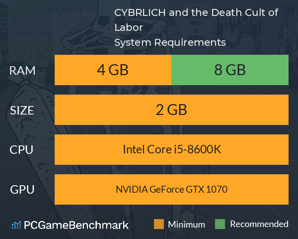 CYBRLICH and the Death Cult of Labor System Requirements PC Graph - Can I Run CYBRLICH and the Death Cult of Labor CYBRLICH and the Death Cult of Labor System Requirements PC Graph - Can I Run CYBRLICH and the Death Cult of Labor