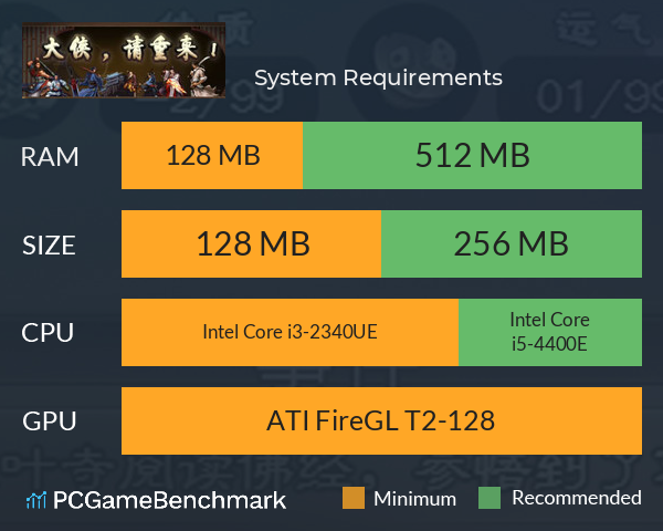 大侠请重来 System Requirements PC Graph - Can I Run 大侠请重来 大侠请重来 System Requirements PC Graph - Can I Run 大侠请重来