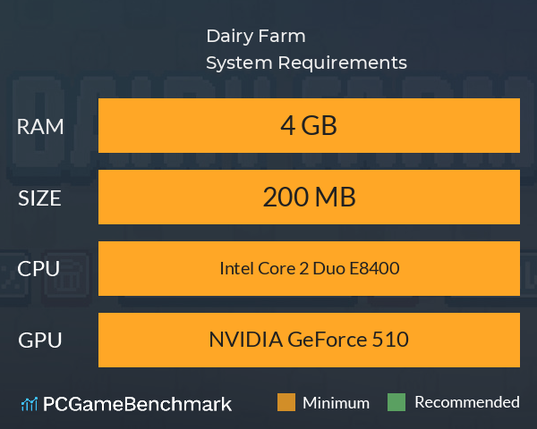 Dairy Farm System Requirements PC Graph - Can I Run Dairy Farm Dairy Farm System Requirements PC Graph - Can I Run Dairy Farm