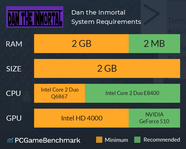 Dan the Inmortal System Requirements PC Graph - Can I Run Dan the Inmortal Dan the Inmortal System Requirements PC Graph - Can I Run Dan the Inmortal