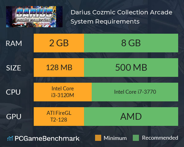 Darius Cozmic Collection Arcade System Requirements PC Graph - Can I Run Darius Cozmic Collection Arcade Darius Cozmic Collection Arcade System Requirements PC Graph - Can I Run Darius Cozmic Collection Arcade